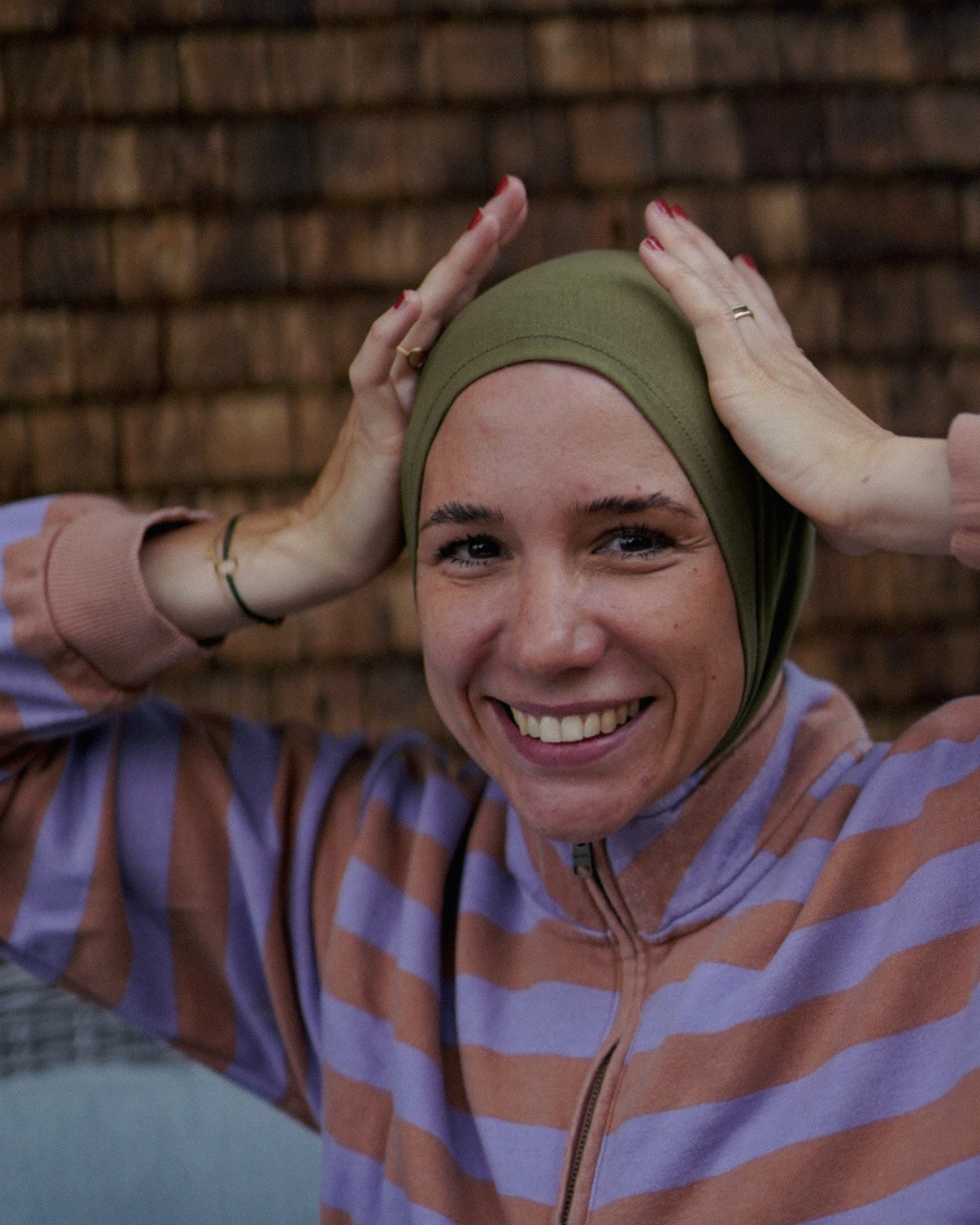 Balaclava - Sports & leisure hijab, made from organic cotton - Olive