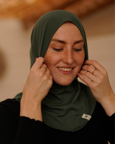 Balaclava - Sports & leisure hijab, made from organic cotton - Dark Green
