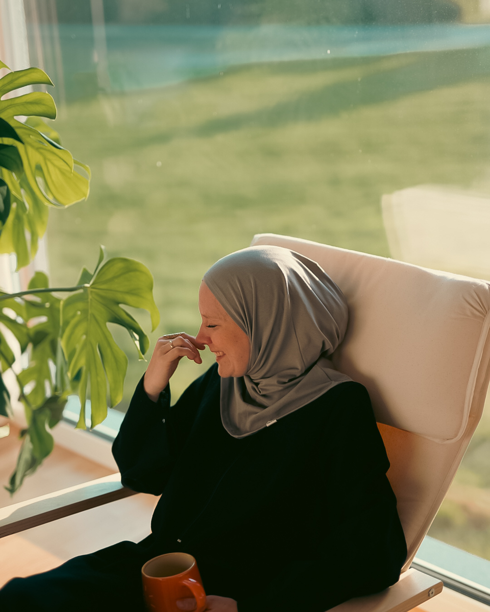 Balaclava - Sports & leisure hijab, made from organic cotton - Grey