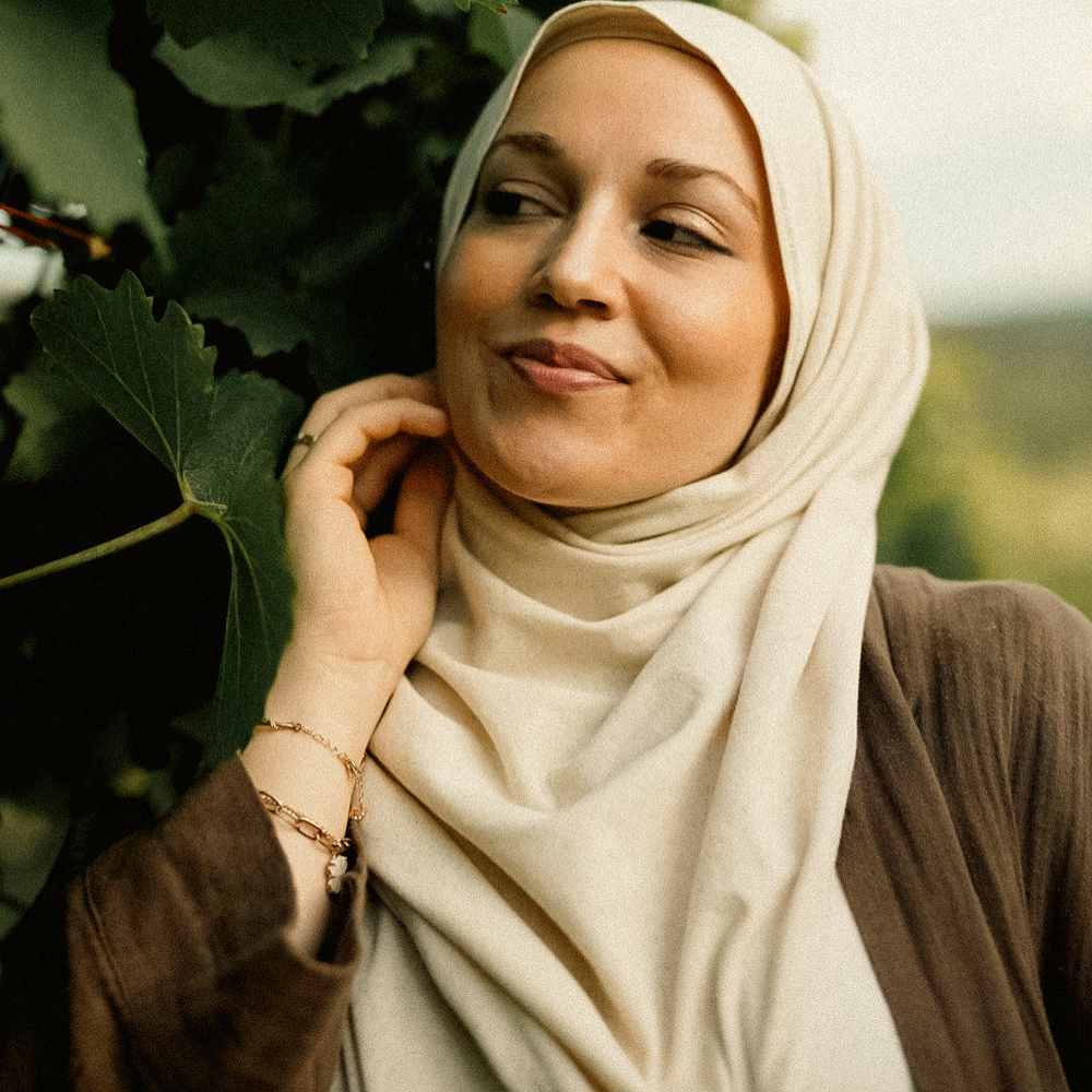 Jersey hijab made of cotton and linen - "Vanilla"