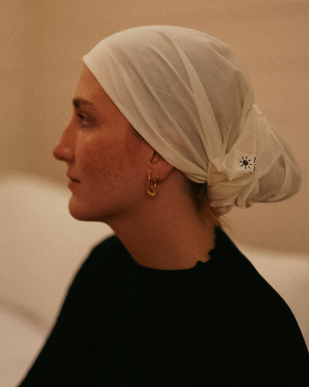 "Bonny" underscarf / bonnet - 100% organic cotton - beige