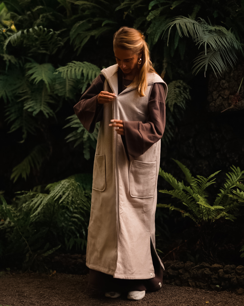 "Coseline" long fleece vest made from organic cotton