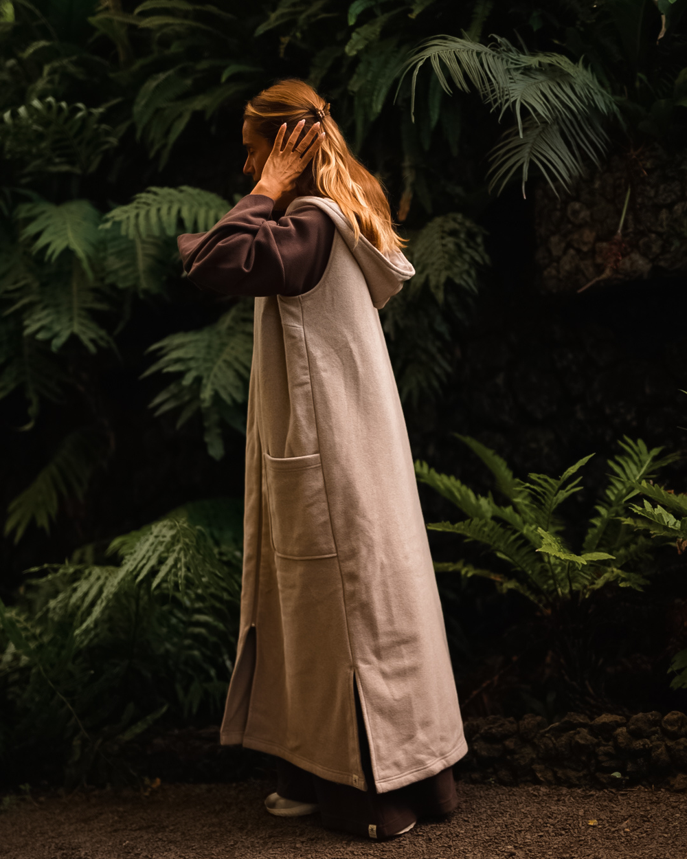 "Coseline" long fleece vest made from organic cotton