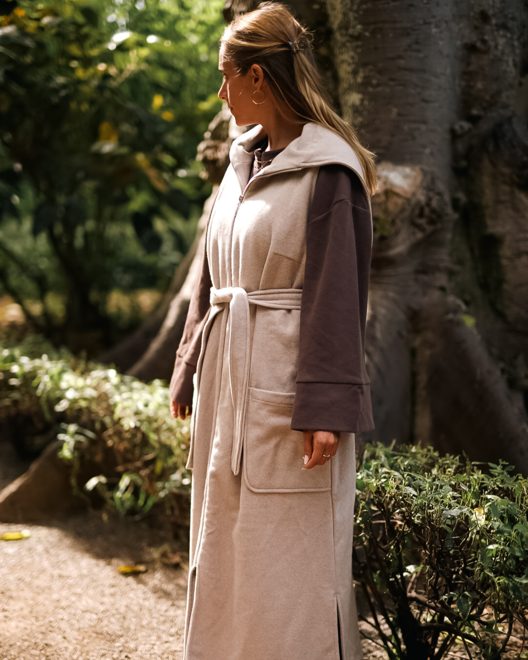 "Coseline" long fleece vest made from organic cotton