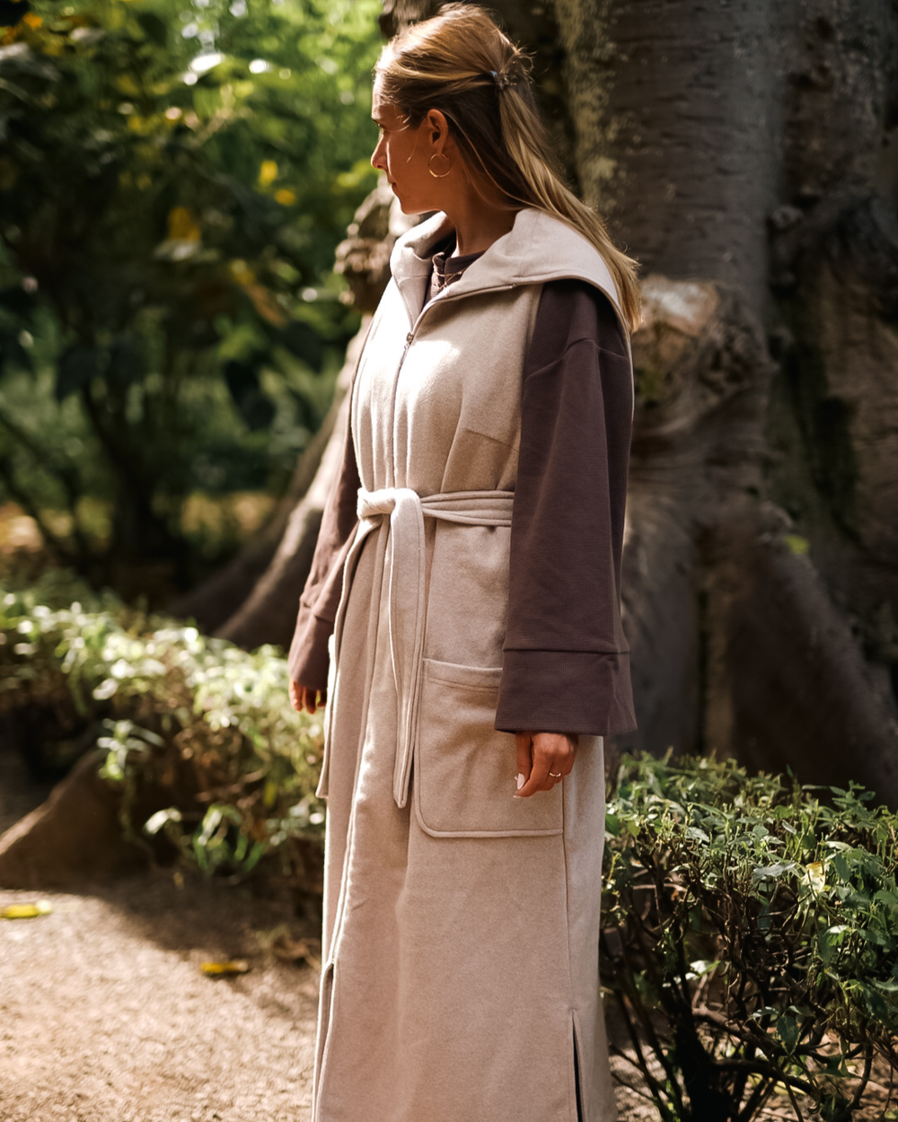 "Coseline" long fleece vest made from organic cotton