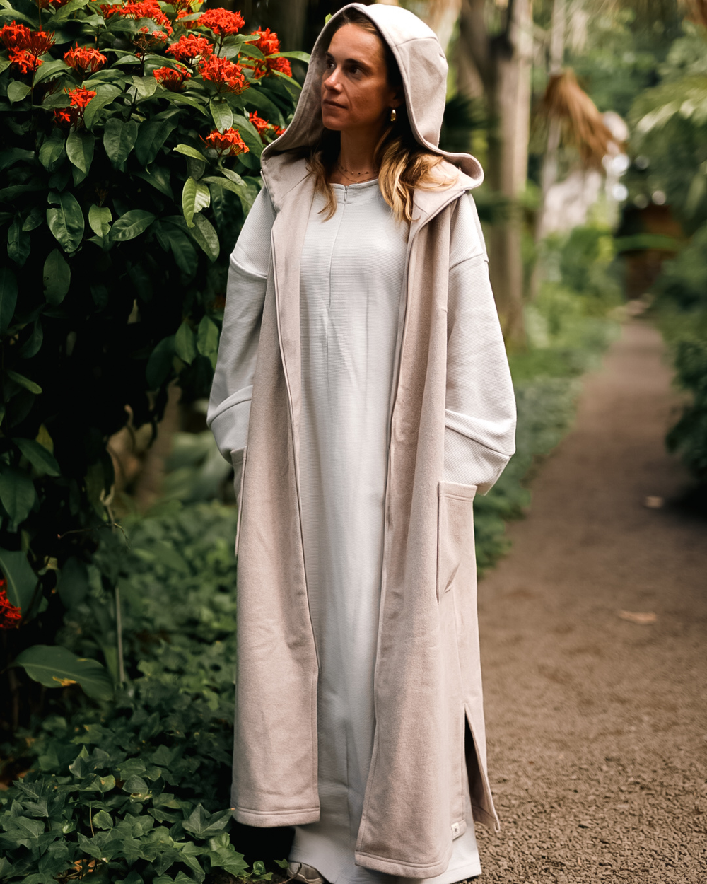 "Coseline" long fleece vest made from organic cotton