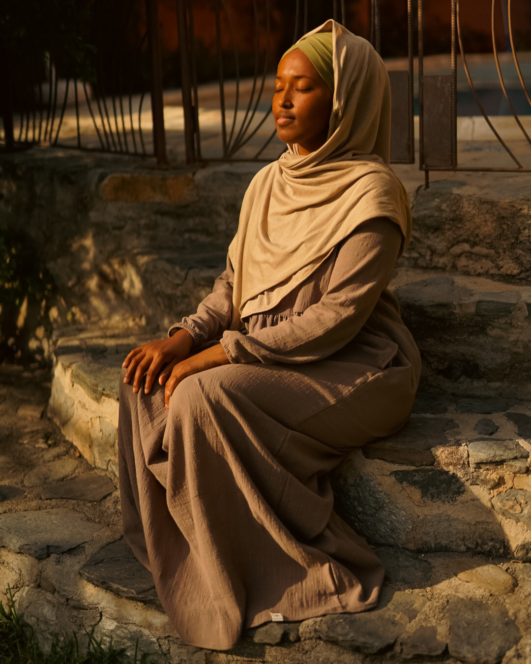 Cotton Abaya "Maya" made of cotton (Brown)