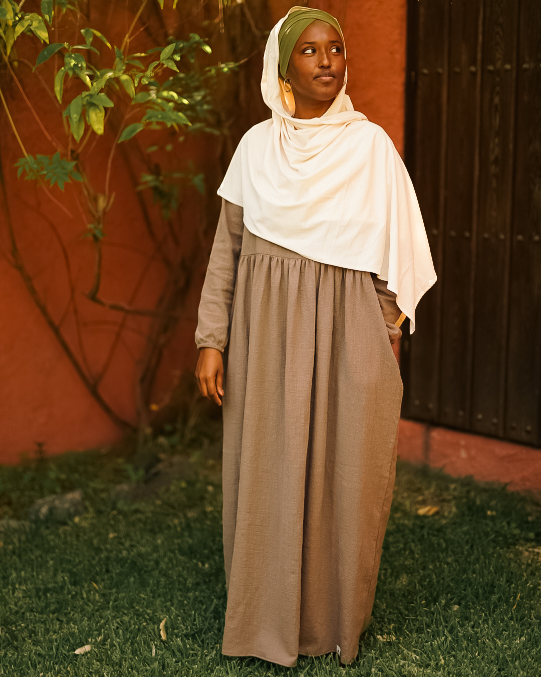 Cotton Abaya "Maya" made of cotton (Brown)