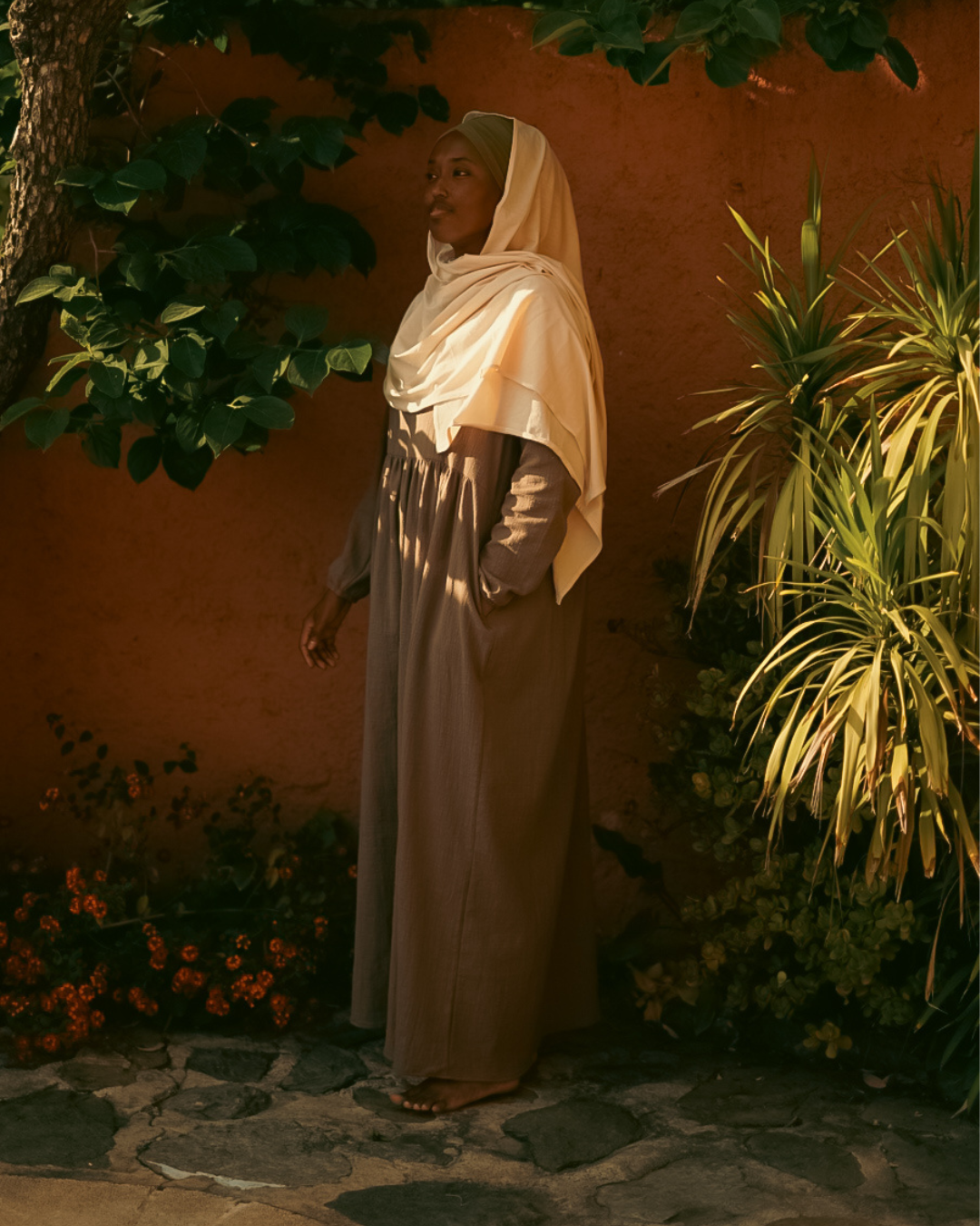 Cotton Abaya "Maya" made of cotton (Brown)