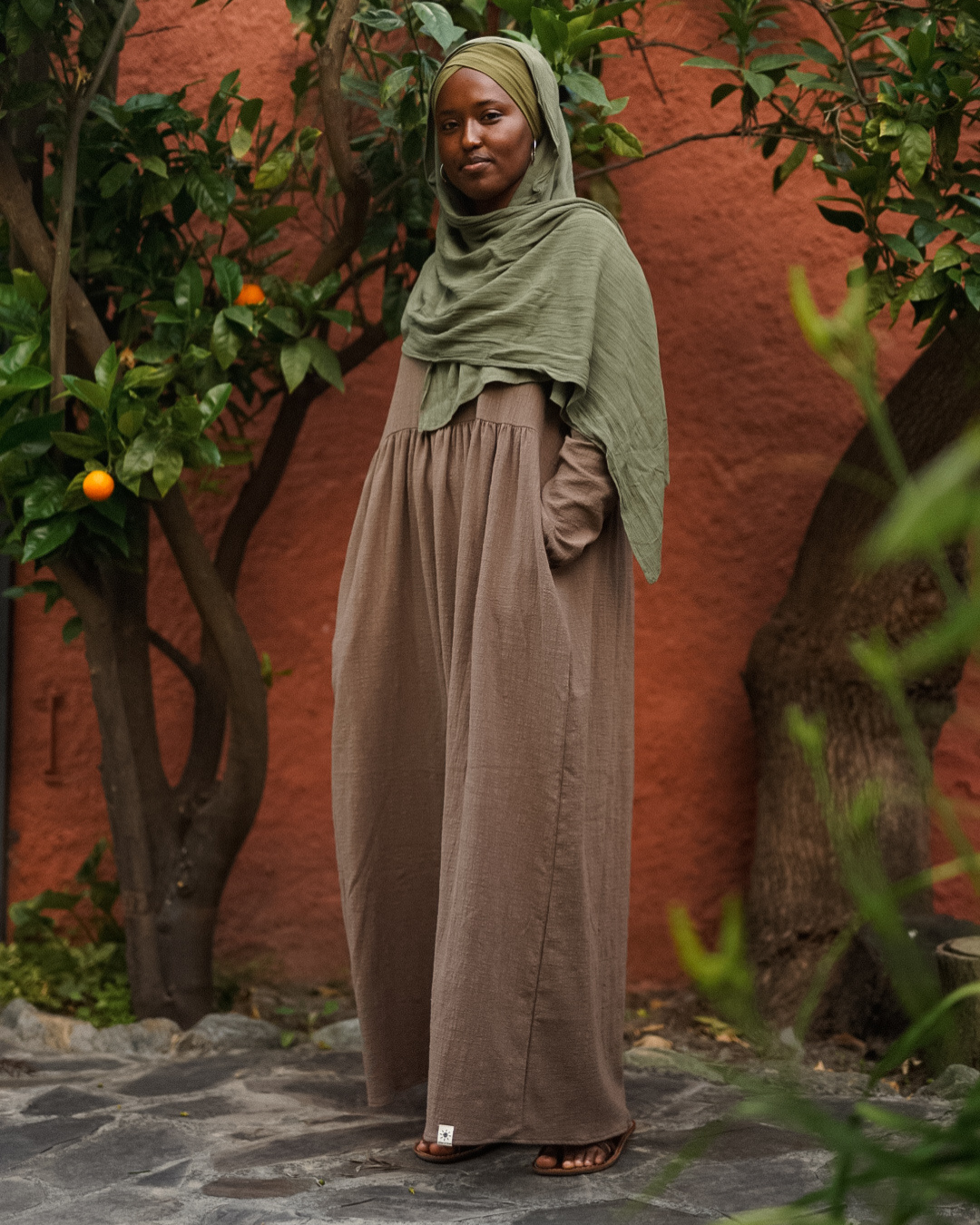 Cotton Abaya "Maya" made of cotton (Brown)