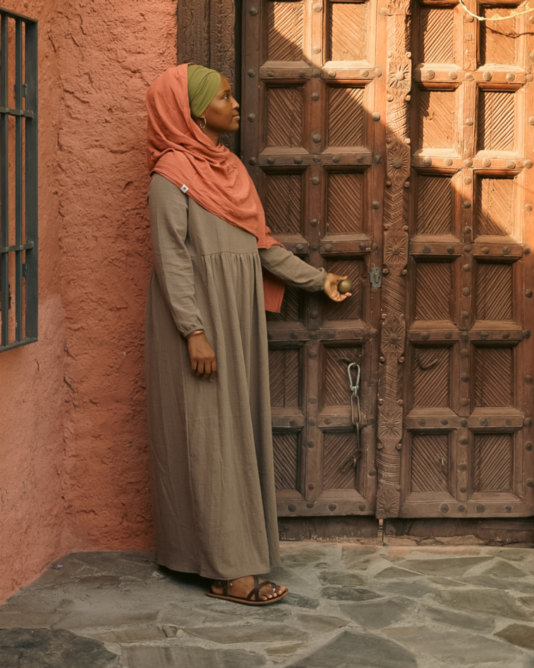 Cotton Abaya "Maya" made of cotton (Brown)