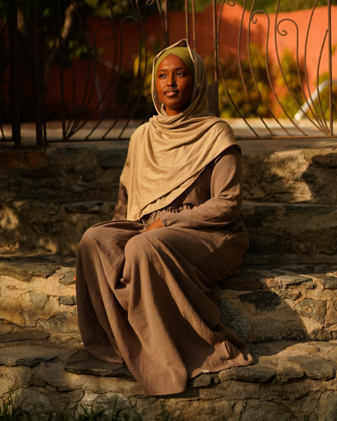 Cotton Abaya "Maya" made of cotton (Brown)
