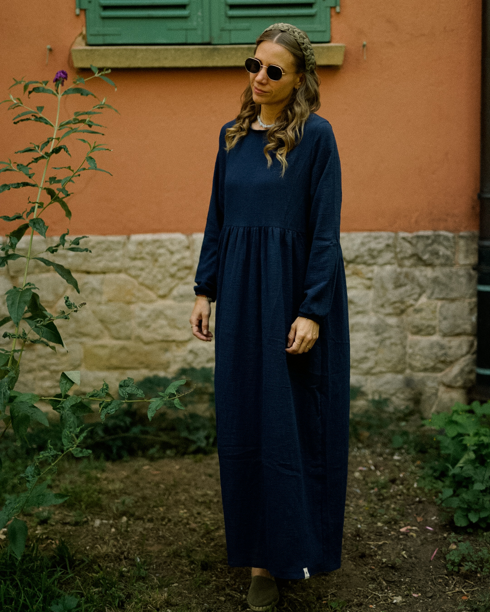 Cotton Abaya "Maya" made of cotton (Navy)