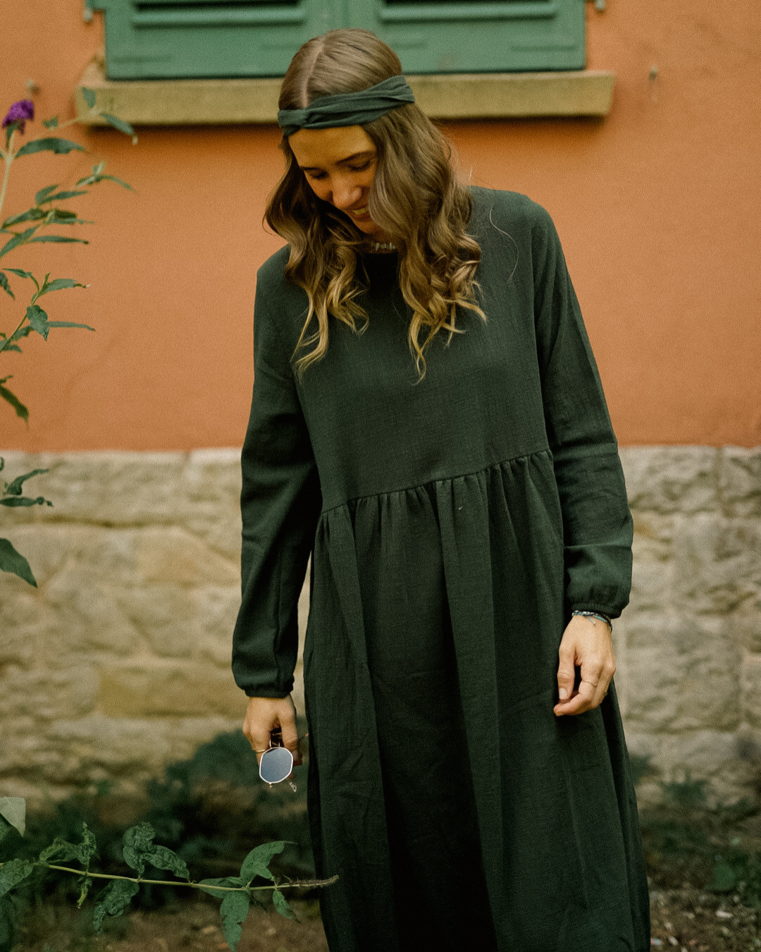 Cotton Abaya "Maya" made of cotton (Dark Green)