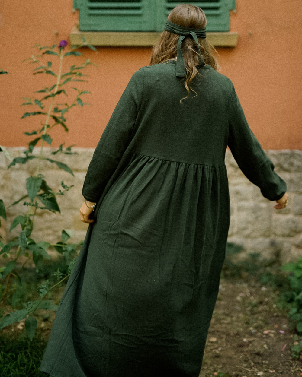Cotton Abaya "Maya" made of cotton (Dark Green)