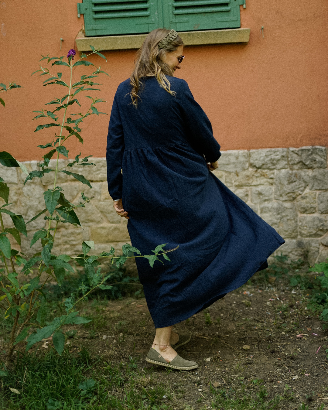 Cotton Abaya "Maya" made of cotton (Navy)