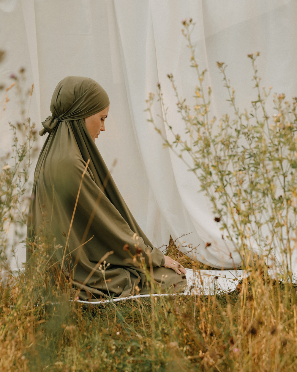 Prayer dress made from organic cotton (olive)