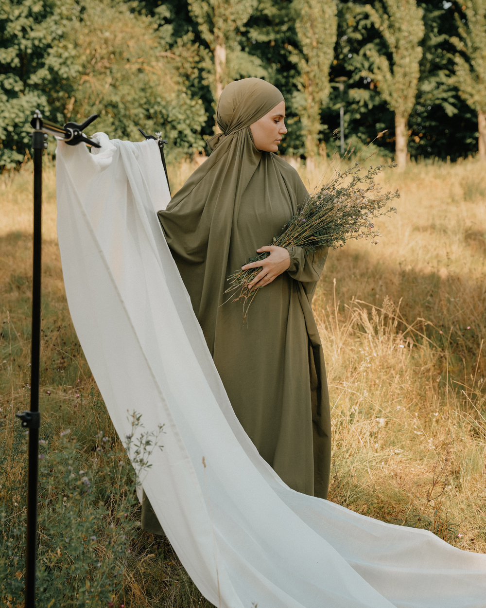 Prayer dress made from organic cotton (olive)