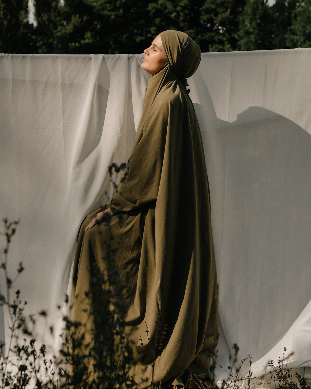 Prayer dress made from organic cotton (olive)