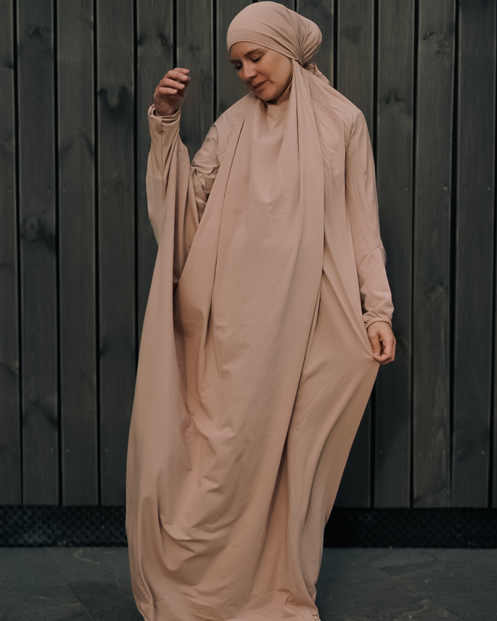 Prayer dress / Jilbab made from organic cotton (Light Taupe)