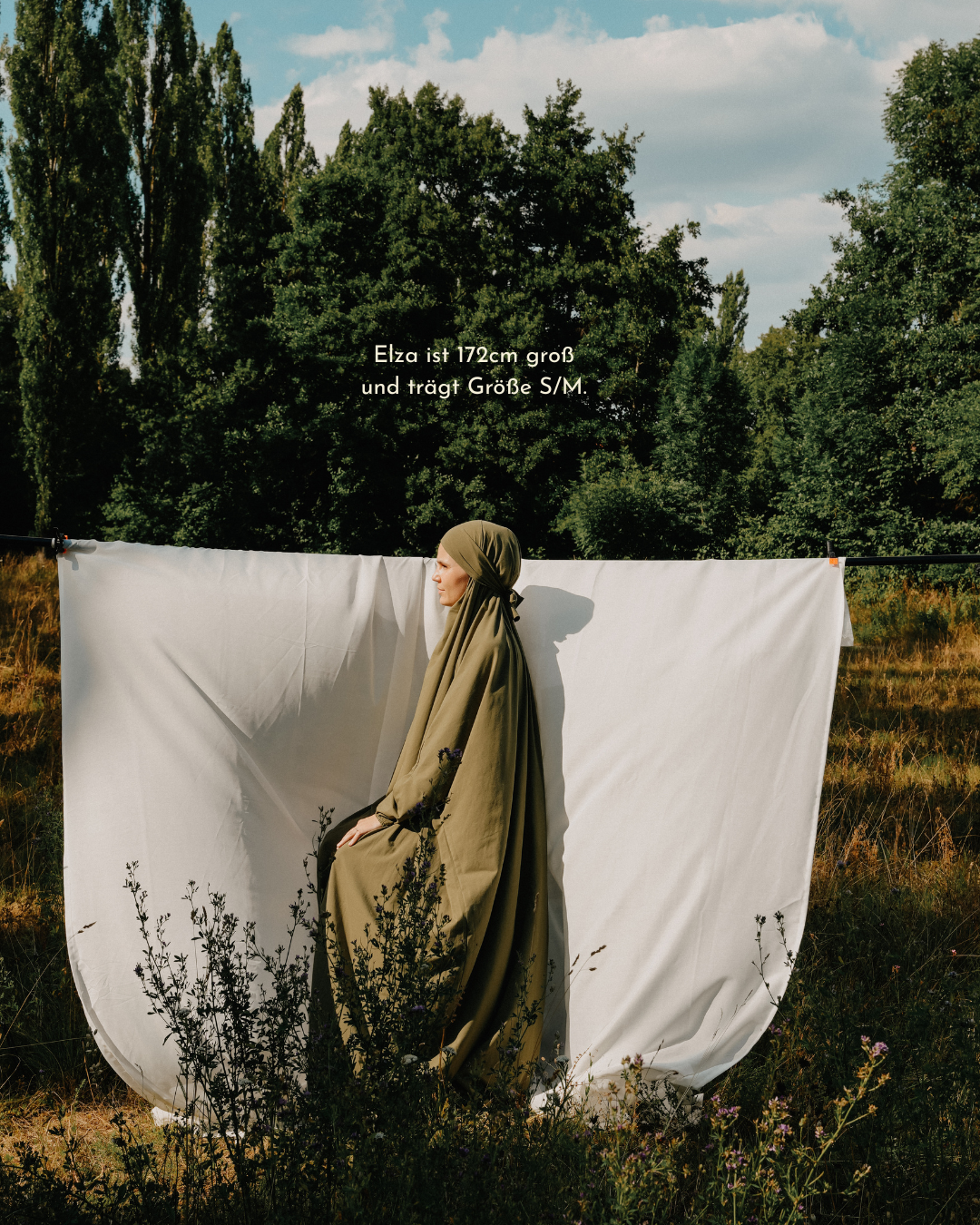 Prayer dress / jilbab made from organic cotton (olive)