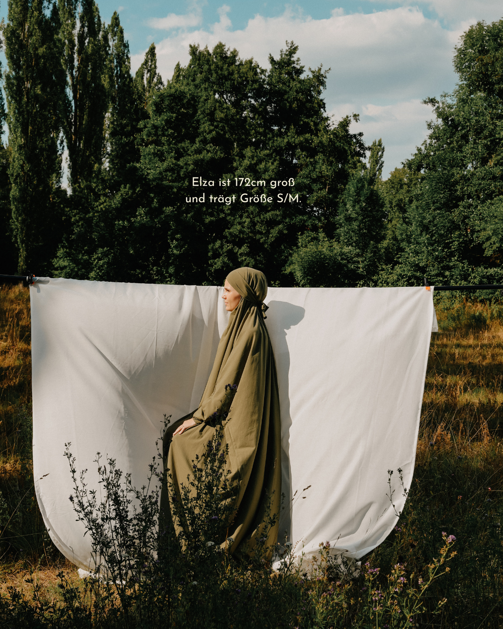 Prayer dress made from organic cotton (olive)