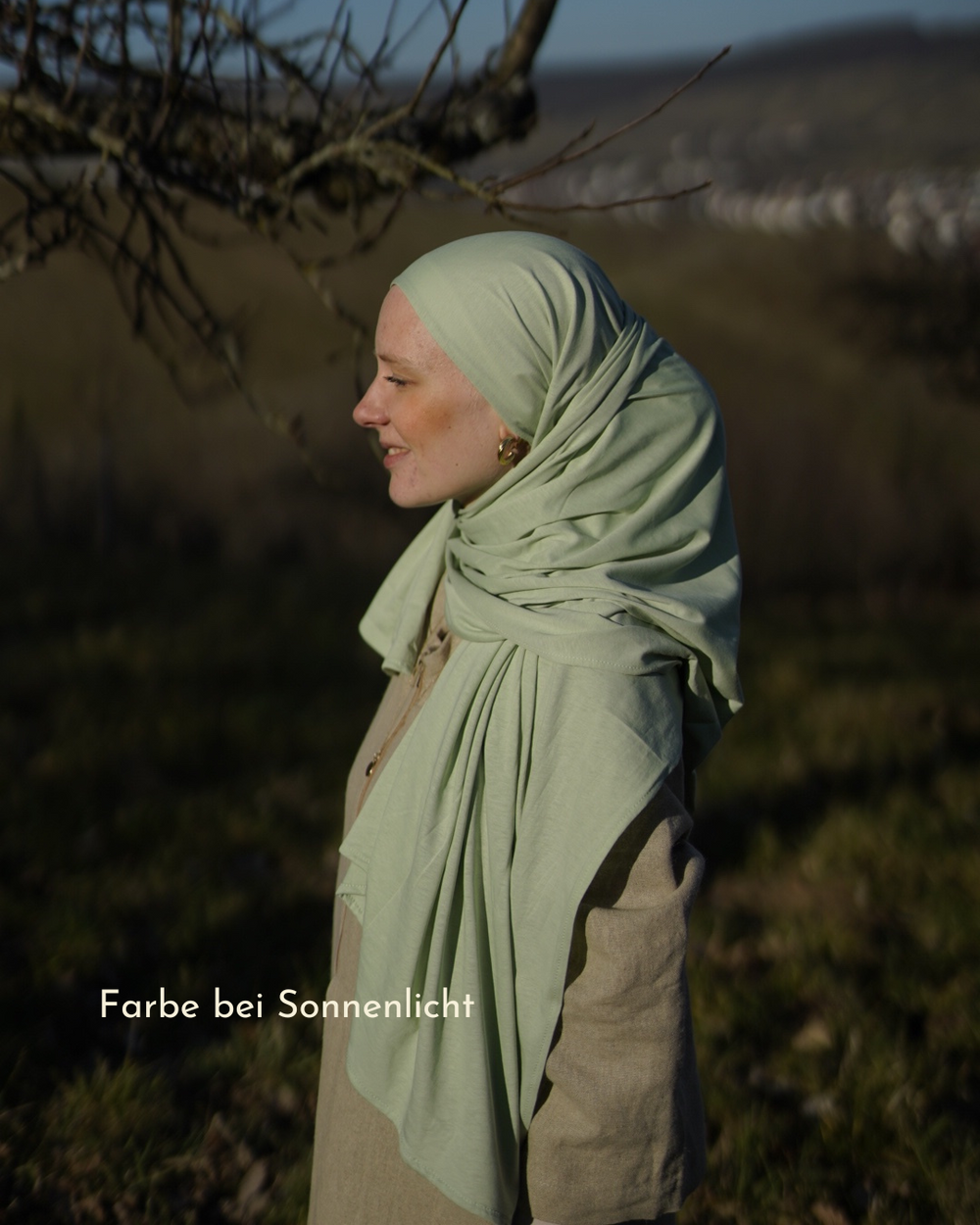 Lightweight jersey hijab "Hava" made from 100% organic cotton - Iced Green