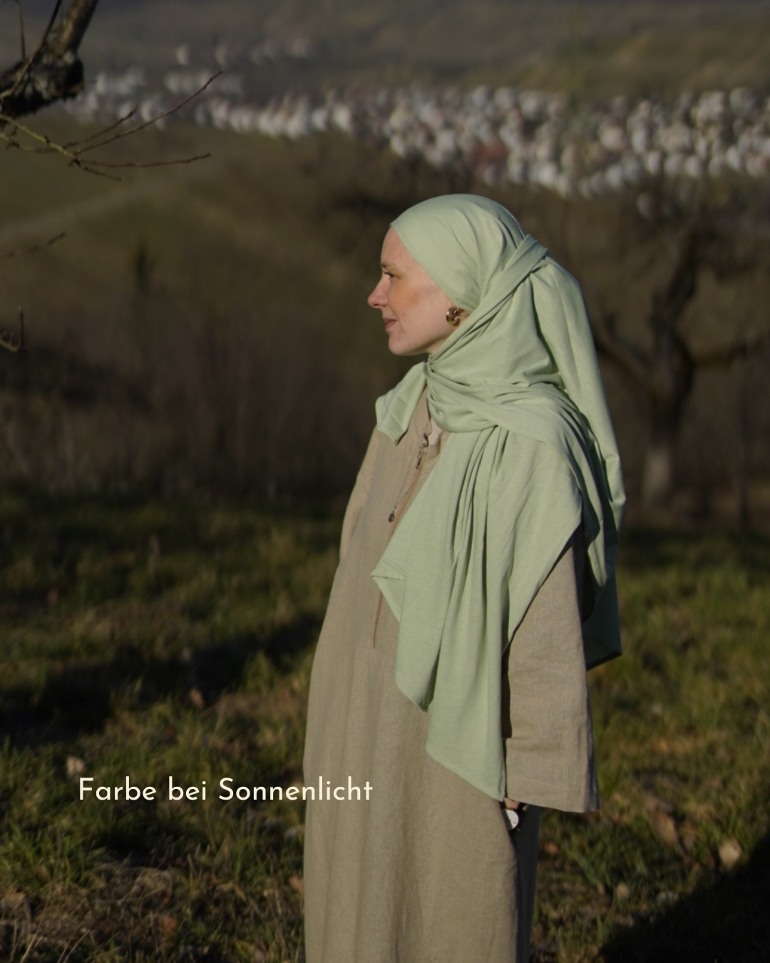 Lightweight jersey hijab "Hava" made from 100% organic cotton - Iced Green