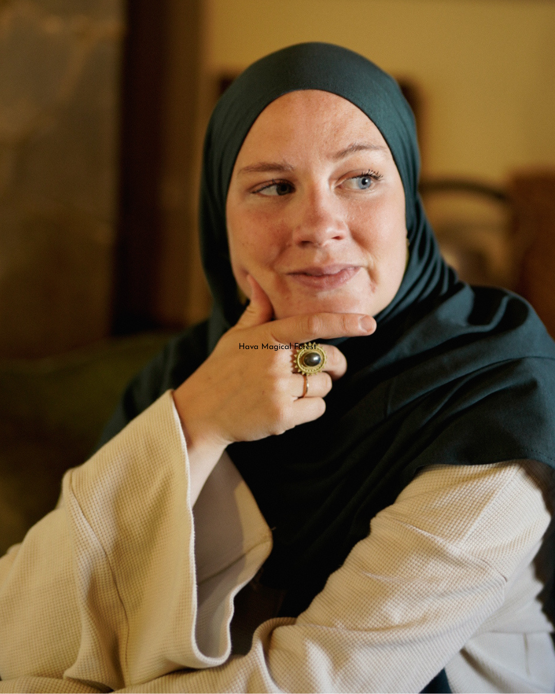 Lightweight jersey hijab "Hava" made from 100% organic cotton (Magical Forest)