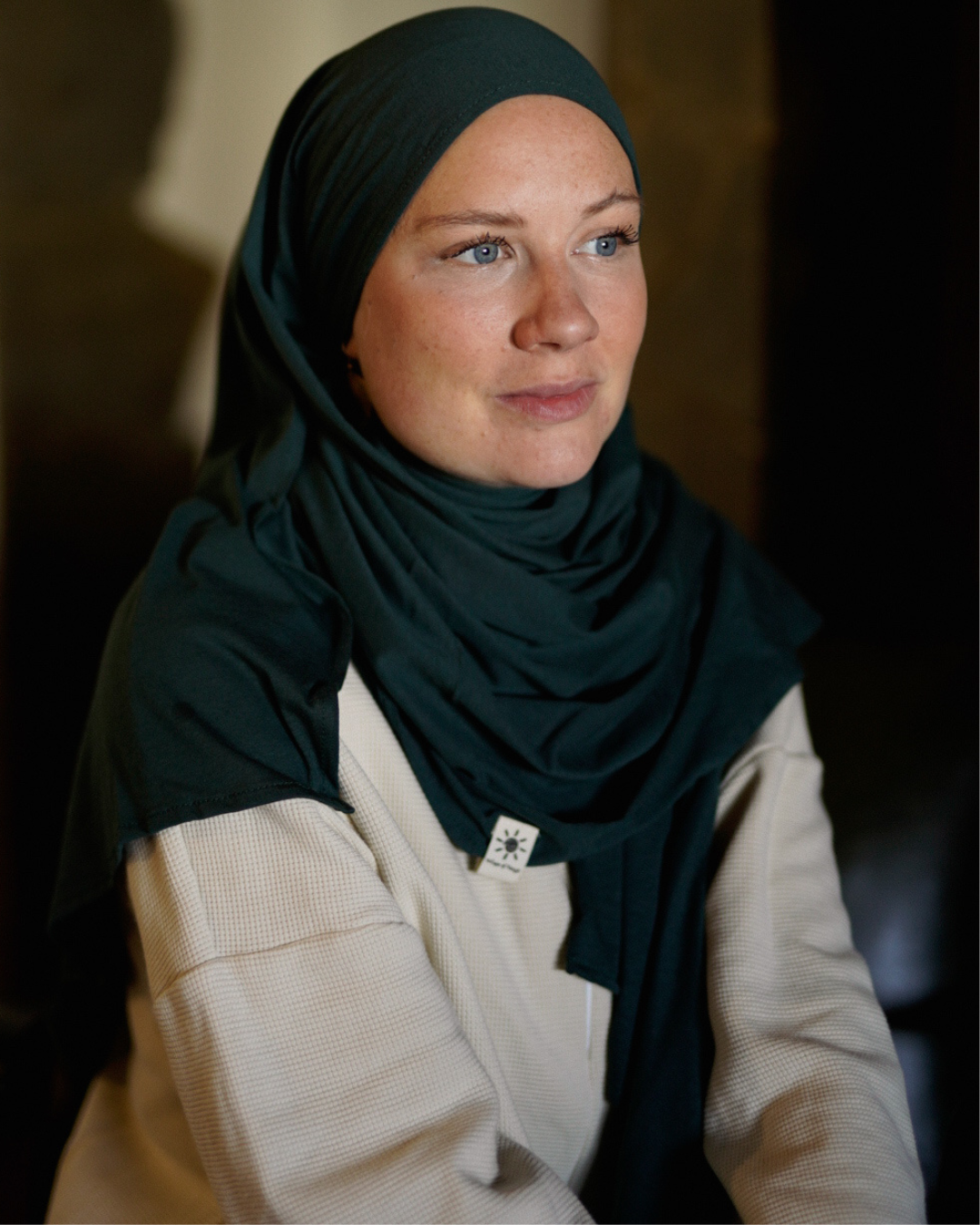 Lightweight jersey hijab "Hava" made from 100% organic cotton (Magical Forest)