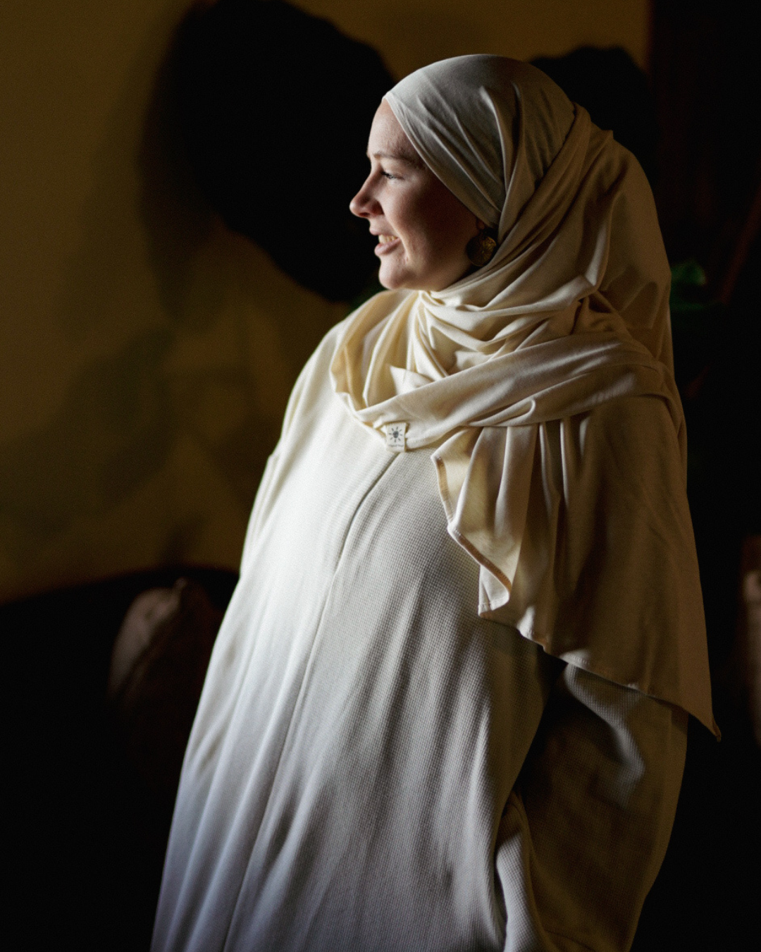 Lightweight jersey hijab "Hava" made from 100% organic cotton (marzipan)