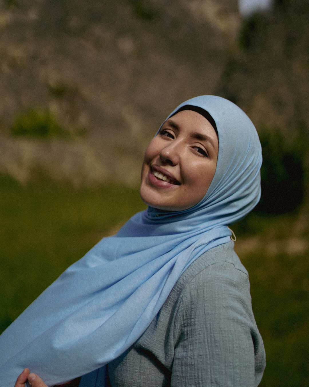 Lightweight jersey hijab "Hava" made from 100% organic cotton (Morning Sky)