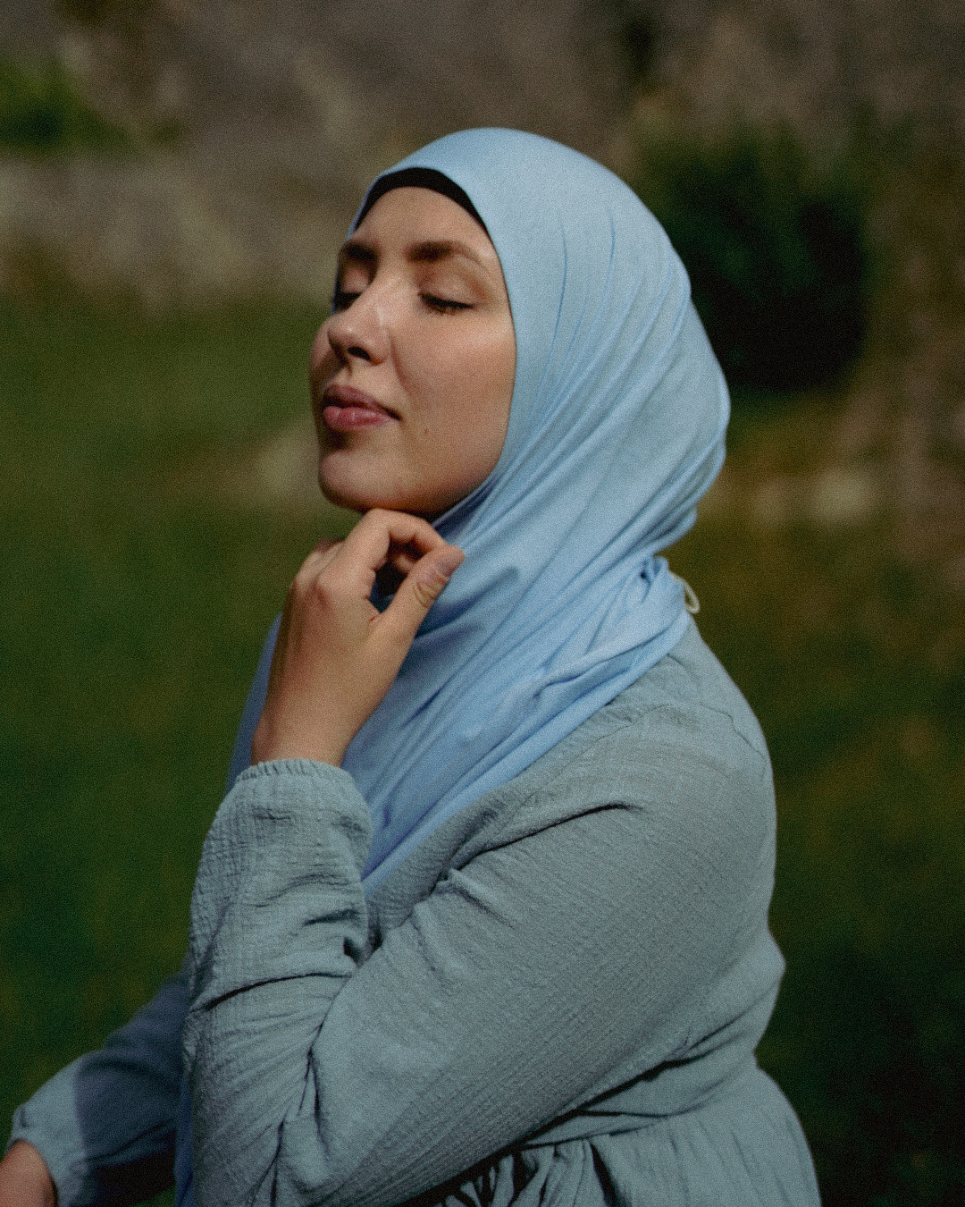 Lightweight jersey hijab "Hava" made from 100% organic cotton (Morning Sky)