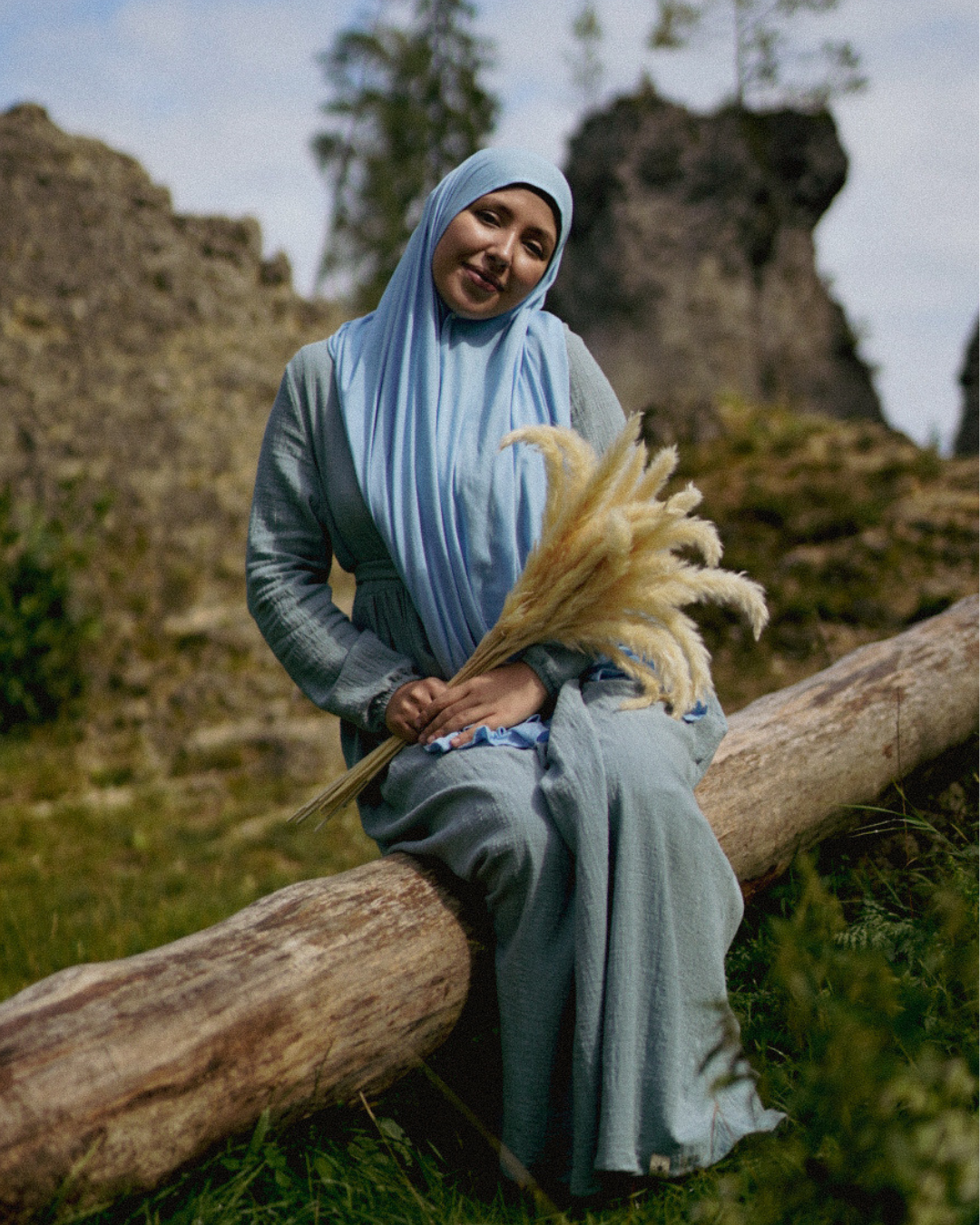 Lightweight jersey hijab "Hava" made from 100% organic cotton (Morning Sky)