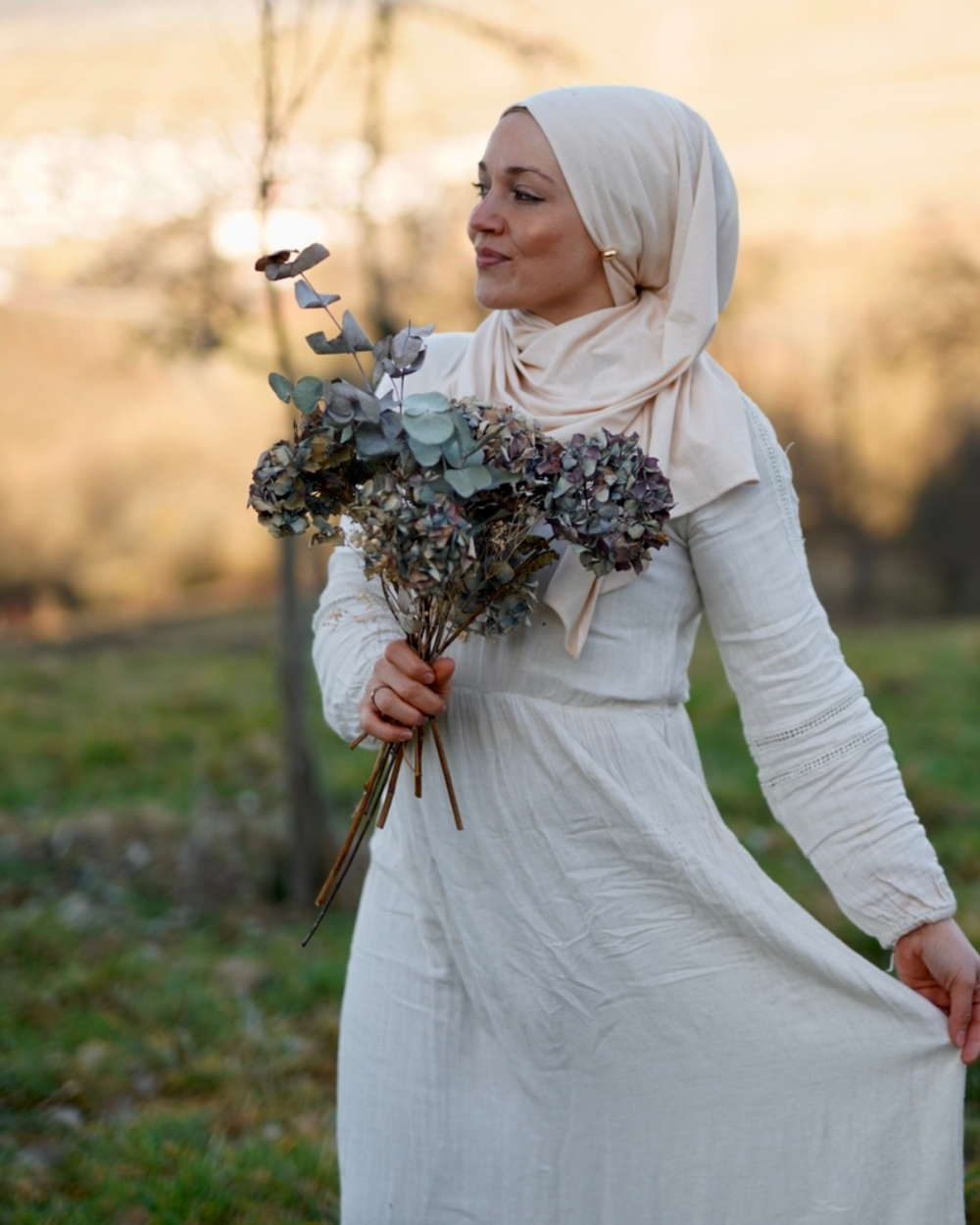 Lightweight jersey hijab "Hava" made from 100% organic cotton - Pearl Blush