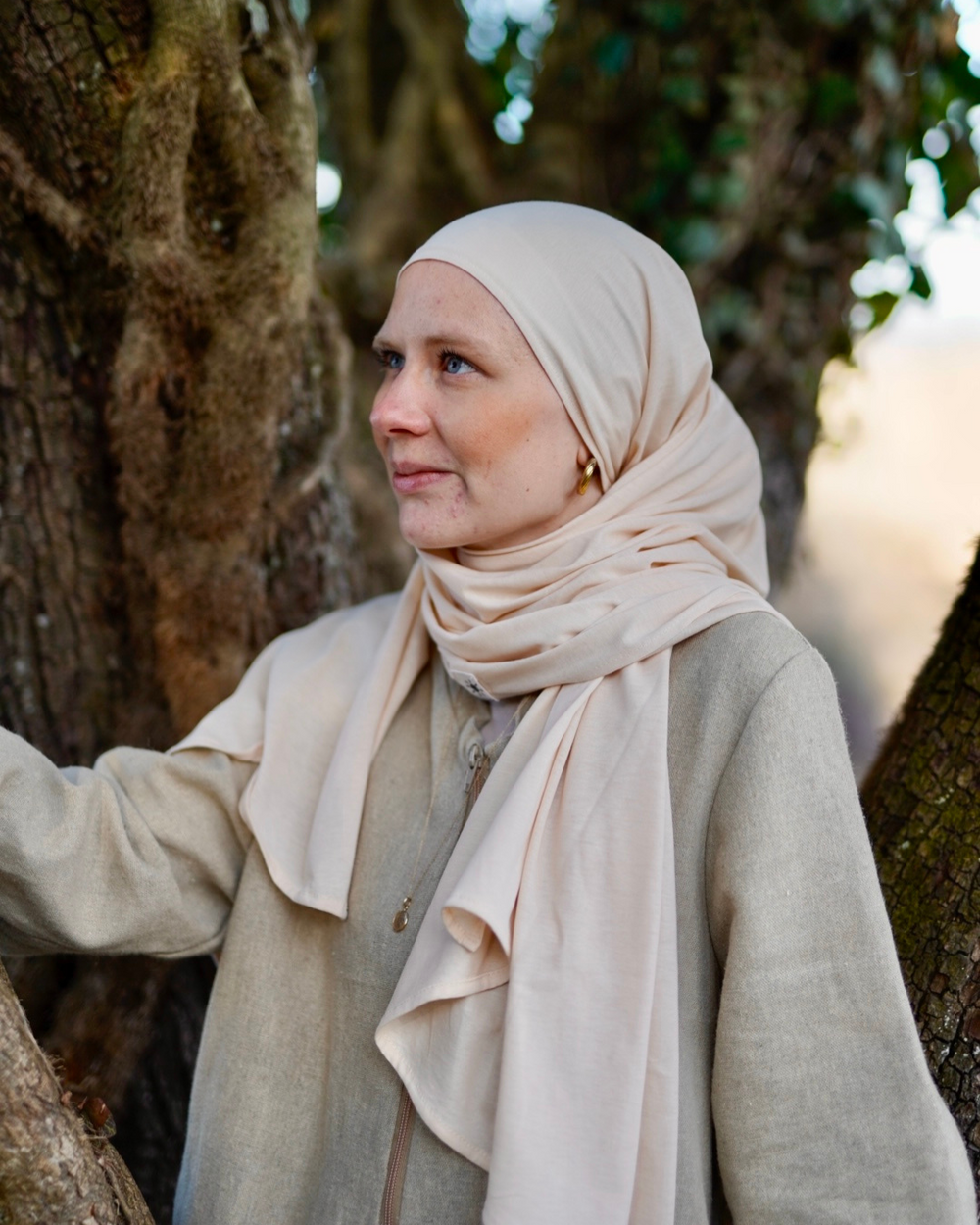 Lightweight jersey hijab "Hava" made from 100% organic cotton - Pearl Blush