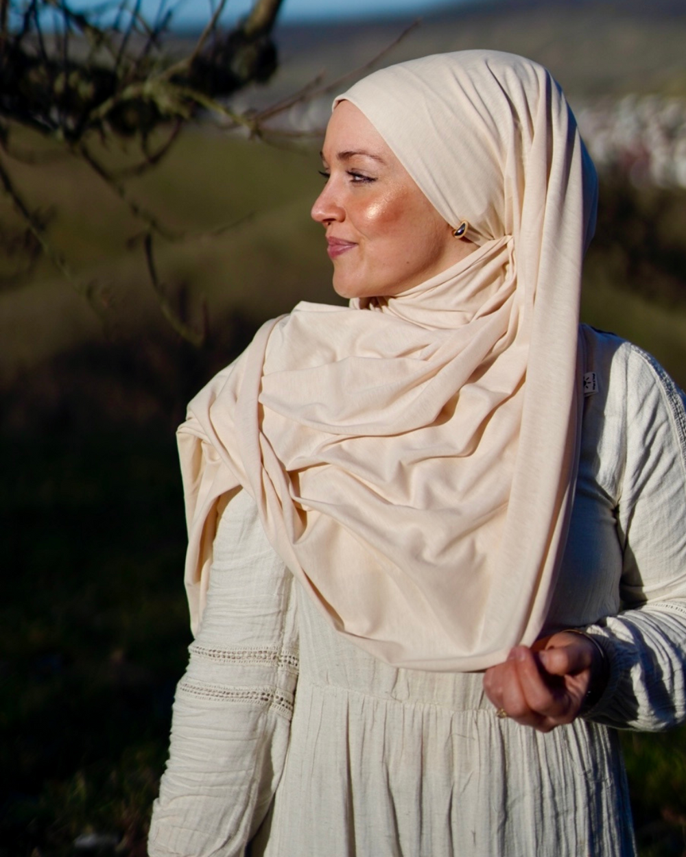 Lightweight jersey hijab "Hava" made from 100% organic cotton - Pearl Blush
