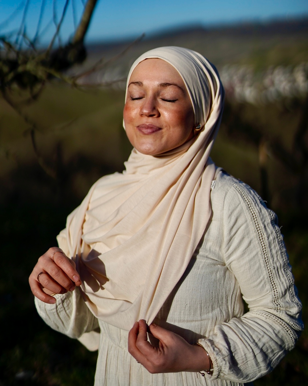 Lightweight jersey hijab "Hava" made from 100% organic cotton - Pearl Blush