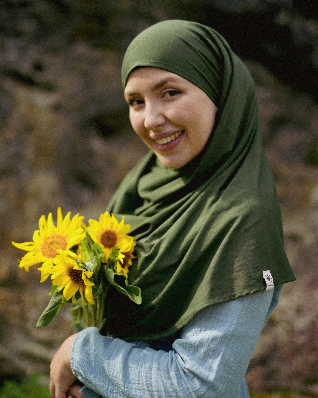 Lightweight jersey hijab "Hava" made from 100% organic cotton (Twilight Green)