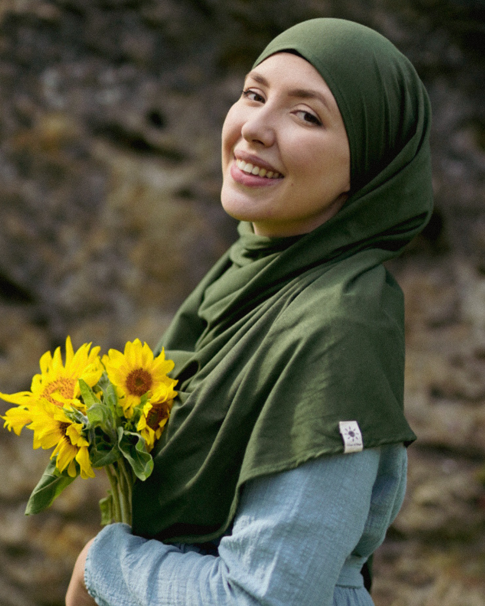 Lightweight jersey hijab "Hava" made from 100% organic cotton (Twilight Green)