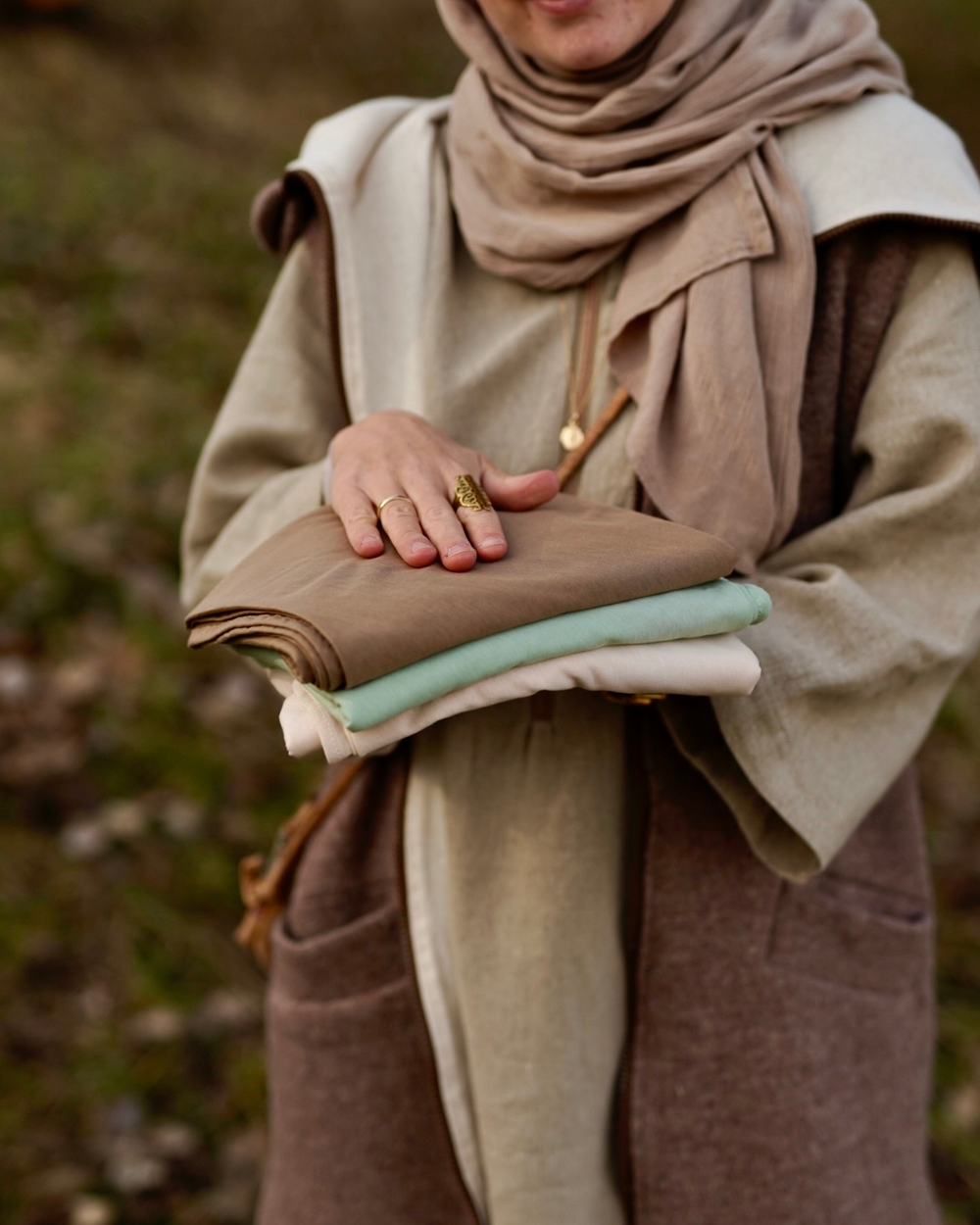 Set of 3 lightweight hijab "Hava" made from organic cotton