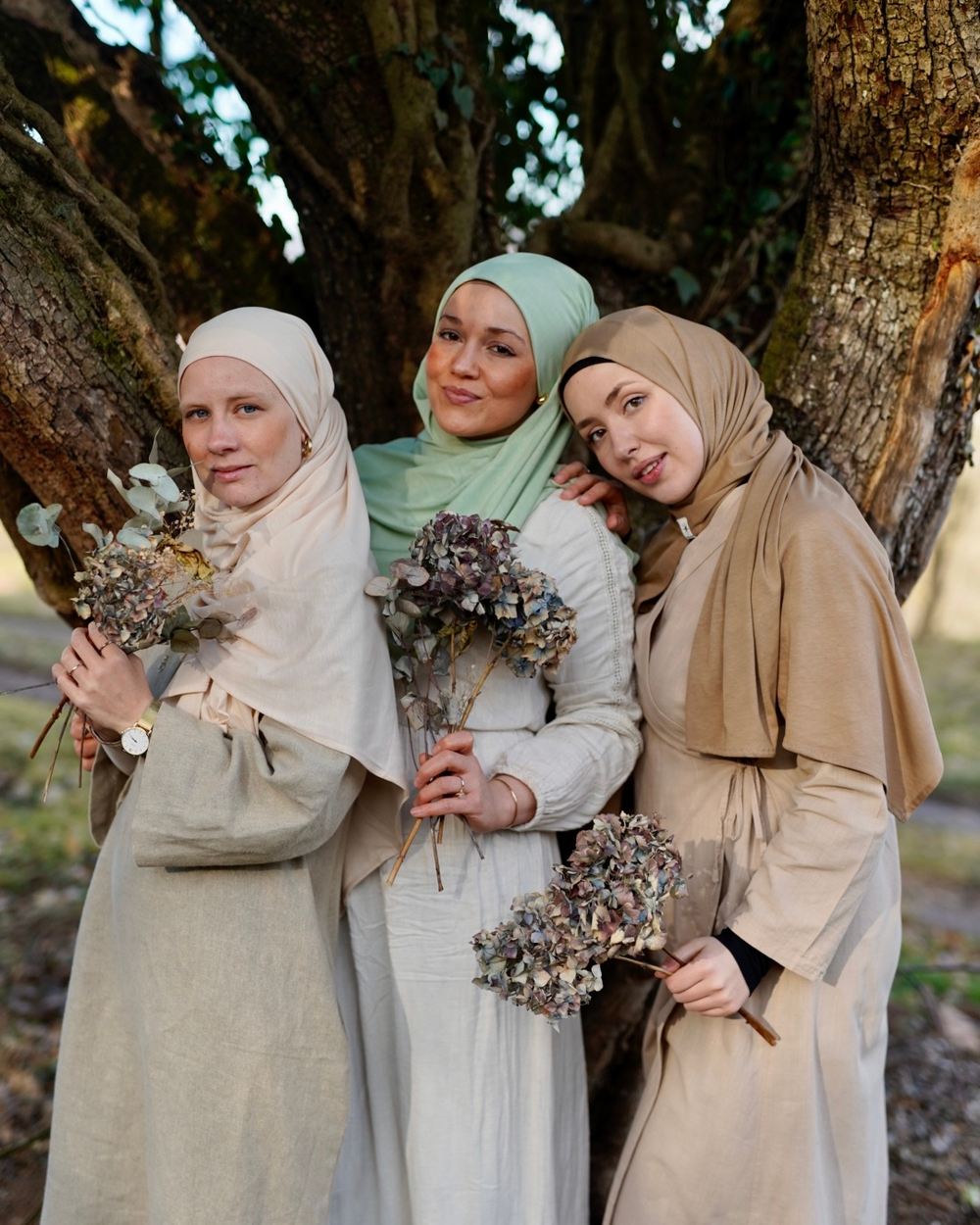 Set of 3 lightweight hijab "Hava" made from organic cotton