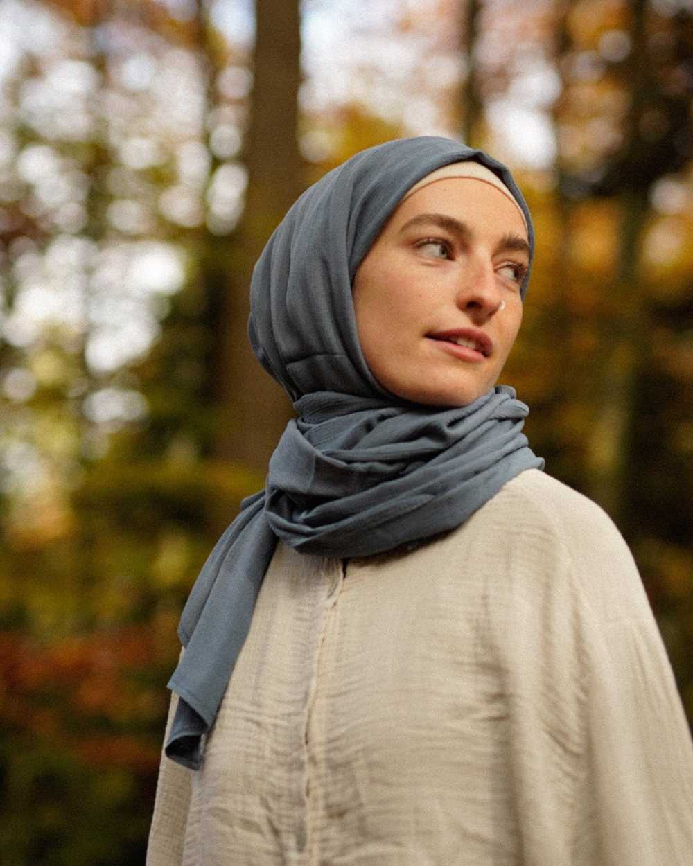 Crinkle chiffon hijab "Sandy" made of viscose and linen (Oceana)