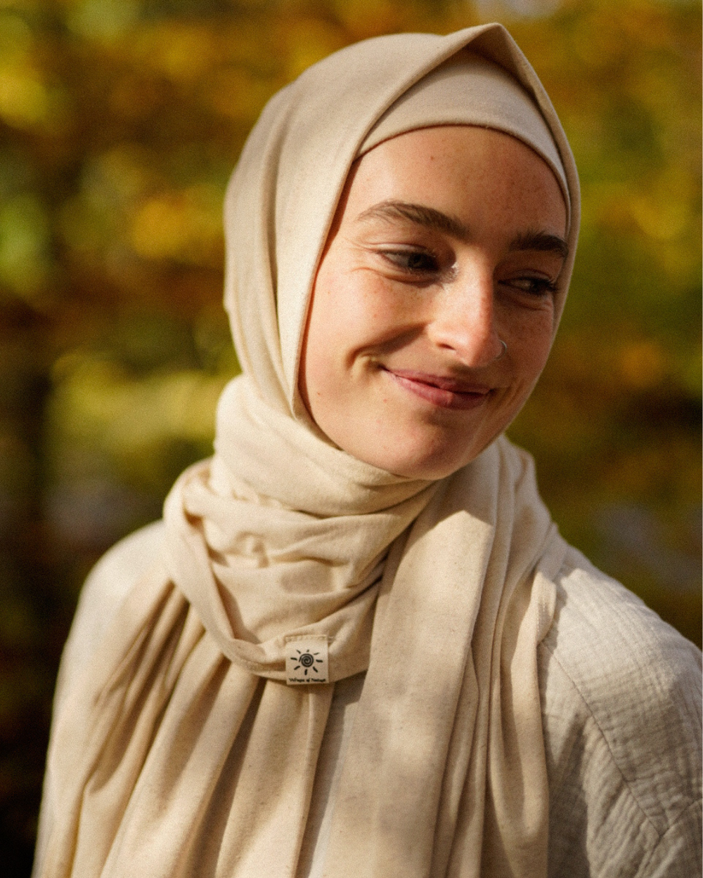 Jersey hijab made of cotton and linen - "Vanilla"