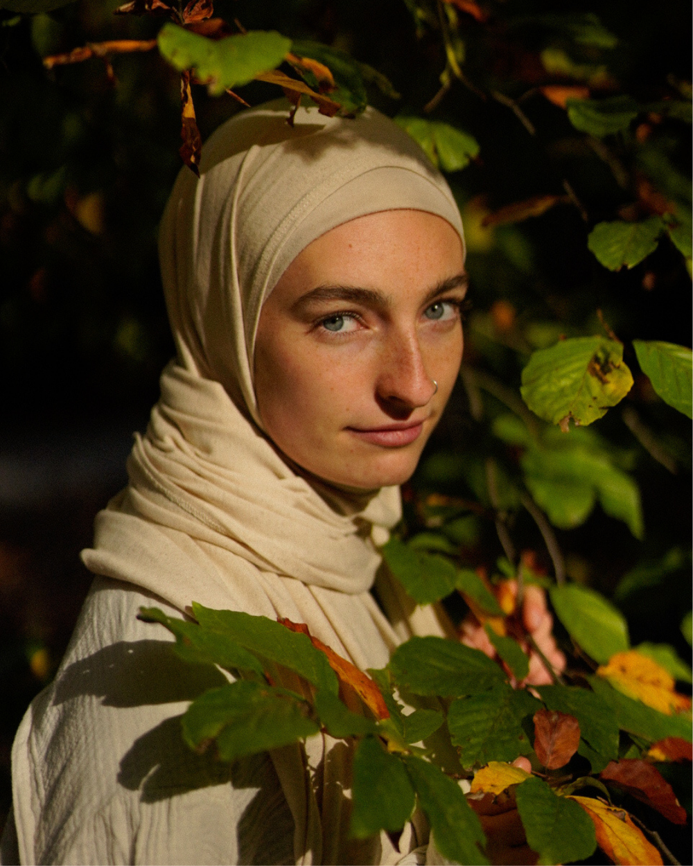 Jersey hijab made of cotton and linen - "Vanilla"