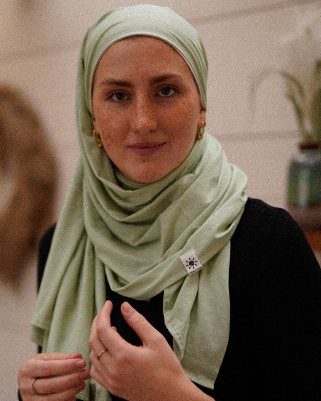 Lightweight jersey hijab "Hava" made from 100% organic cotton - Iced Green