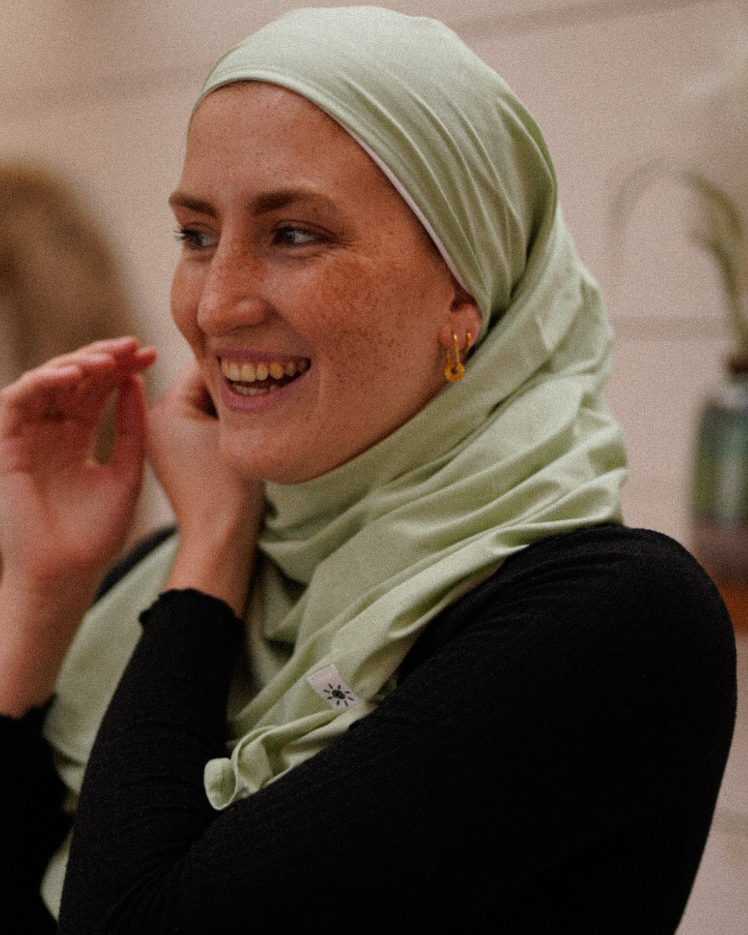 Lightweight jersey hijab "Hava" made from 100% organic cotton - Iced Green