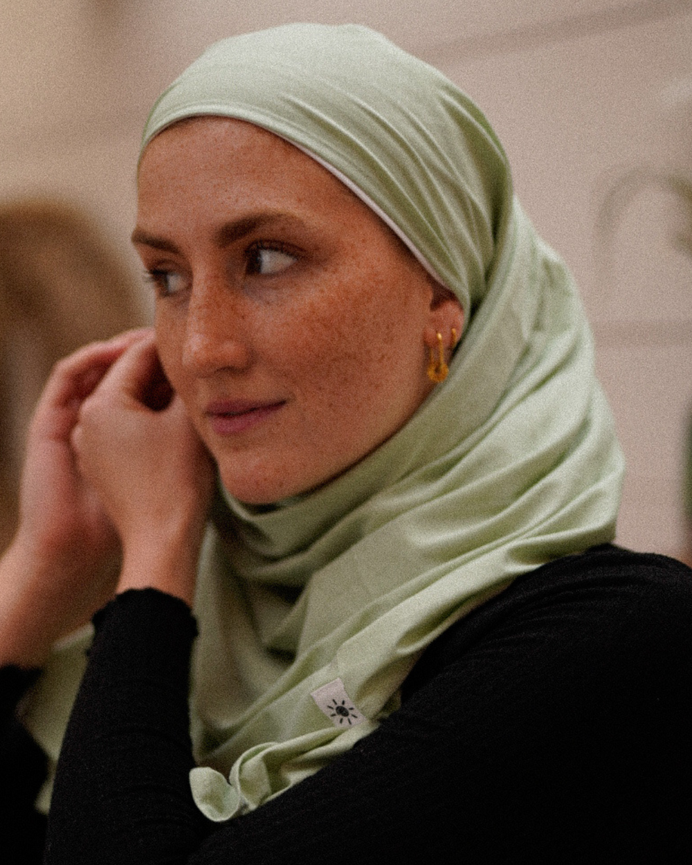 Lightweight jersey hijab "Hava" made from 100% organic cotton - Iced Green
