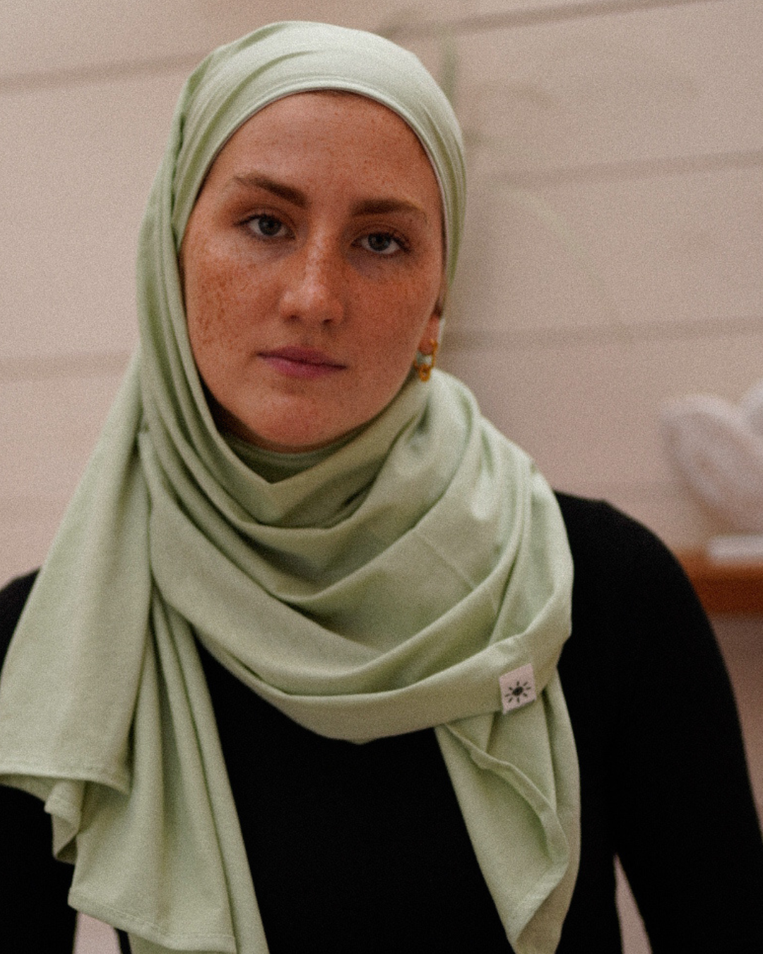 Lightweight jersey hijab "Hava" made from 100% organic cotton - Iced Green