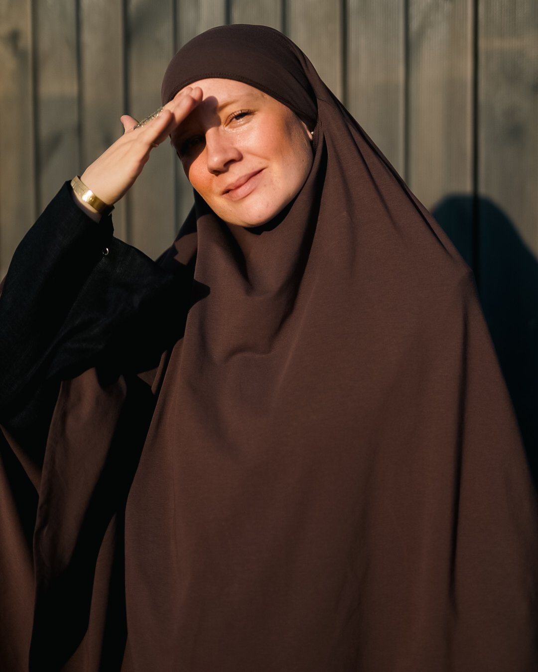 Khimar jersey made from organic cotton Chocolate